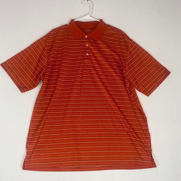 PGA Tour Mens Shirt Polo XL Extra Large‎ Orange Striped Short Sleeve Golf Sports - Picture 12 of 13